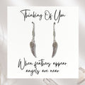 Angel Feather Silver Earrings & Card | When Feathers Appear Angels are Near