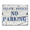 Vintage Metal Sign - Police Notice No Parking: Blue/White