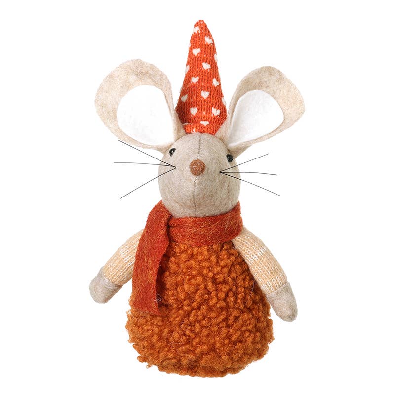SITTING MOUSE WITH ORANGE SPOT HAT