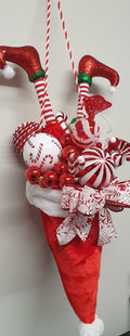PRE ORDER Elf Legs Santa Hat Christmas Door Hanging