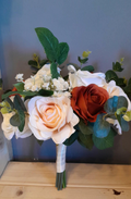 SEREN bridesmaid bouquet with peach and ivory roses