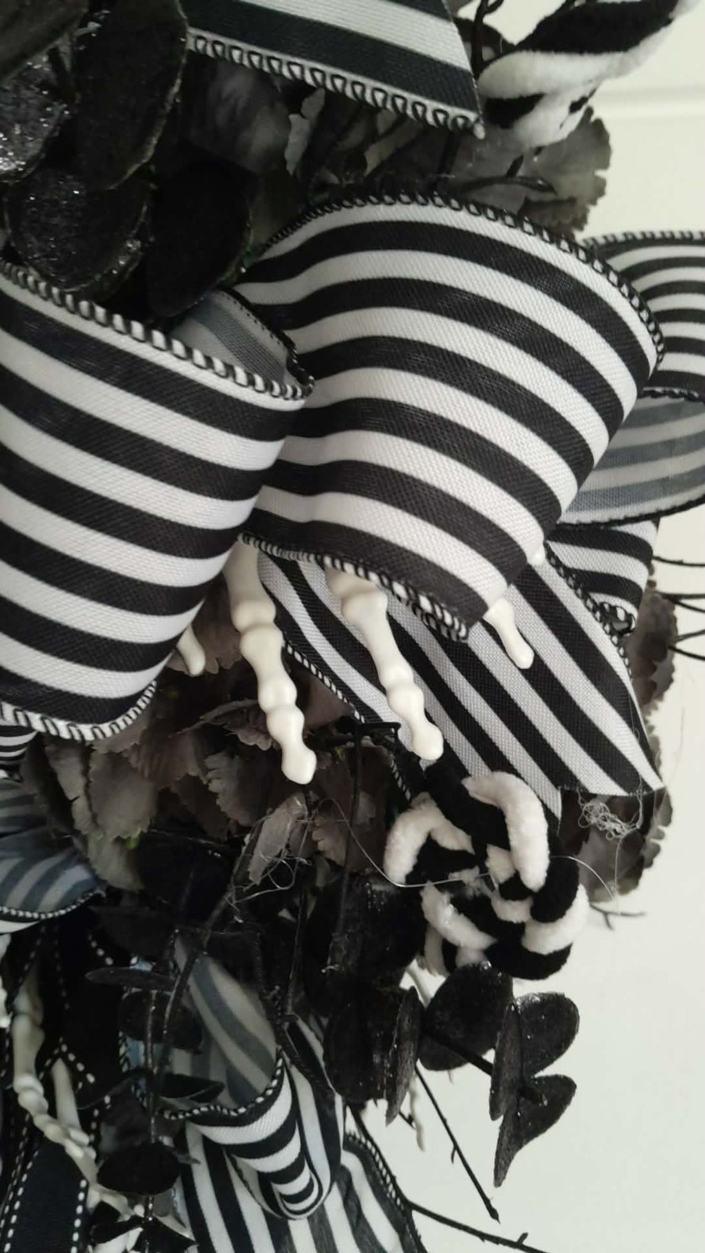 Jack Skellington wreath close-up ribbon detail