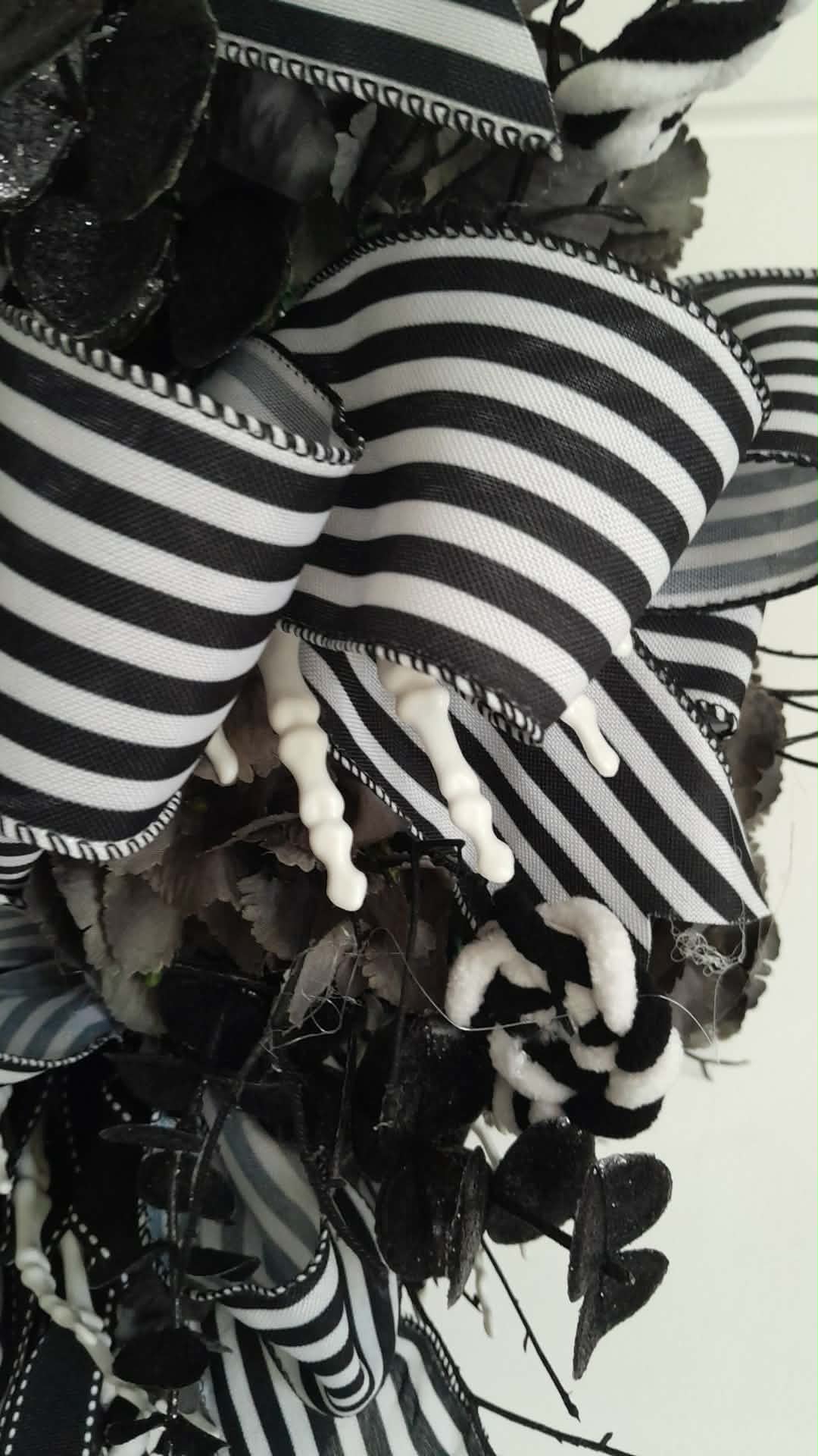 Jack Skellington wreath close-up ribbon detail