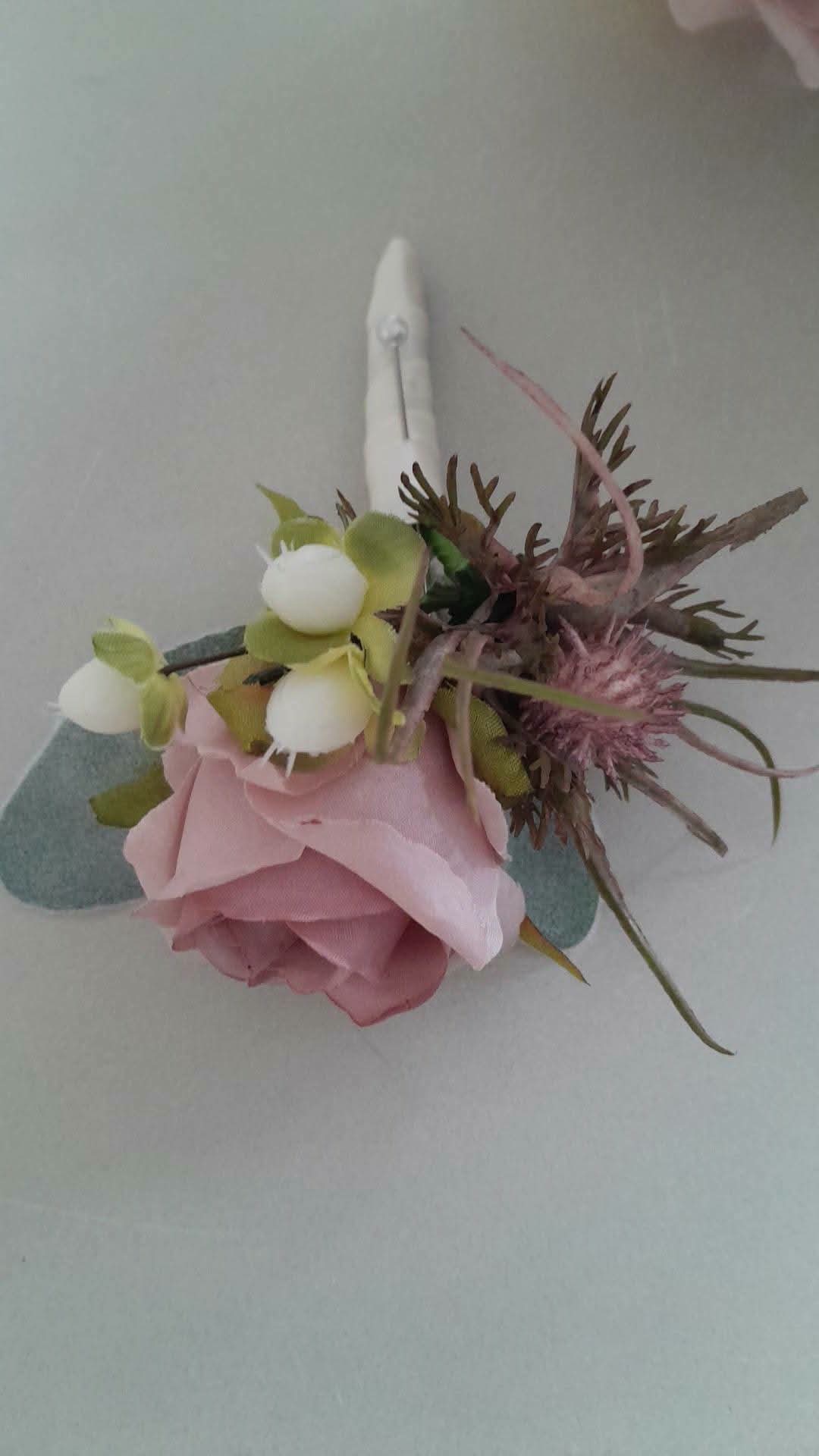 Bride and groom with Freydis wedding flowers at castle