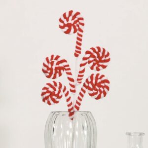 Red and white candy cane Christmas picks 48cm displayed in glass vase festive tree and wreath decoration