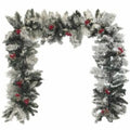 2.7m frosted spruce and pine Christmas garland with pinecones and red berries festive decoration