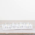 Whitewash metal star tea light holder 28.5cm with glass votive cups Christmas decoration