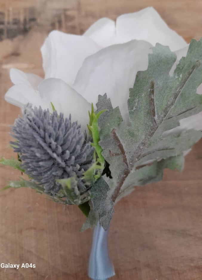 Calliope bridesmaid bouquets - dusty blue and blush