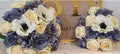 Saoirse bridal and bridesmaid bouquets - steel blue peonies and ivory roses with anemones