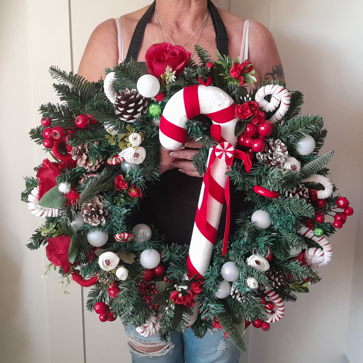 24-Inch Candy Cane Christmas Wreath