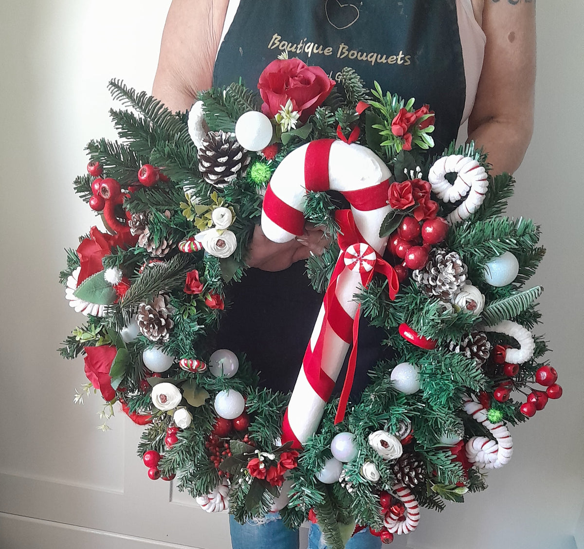 24-Inch Candy Cane Christmas Wreath