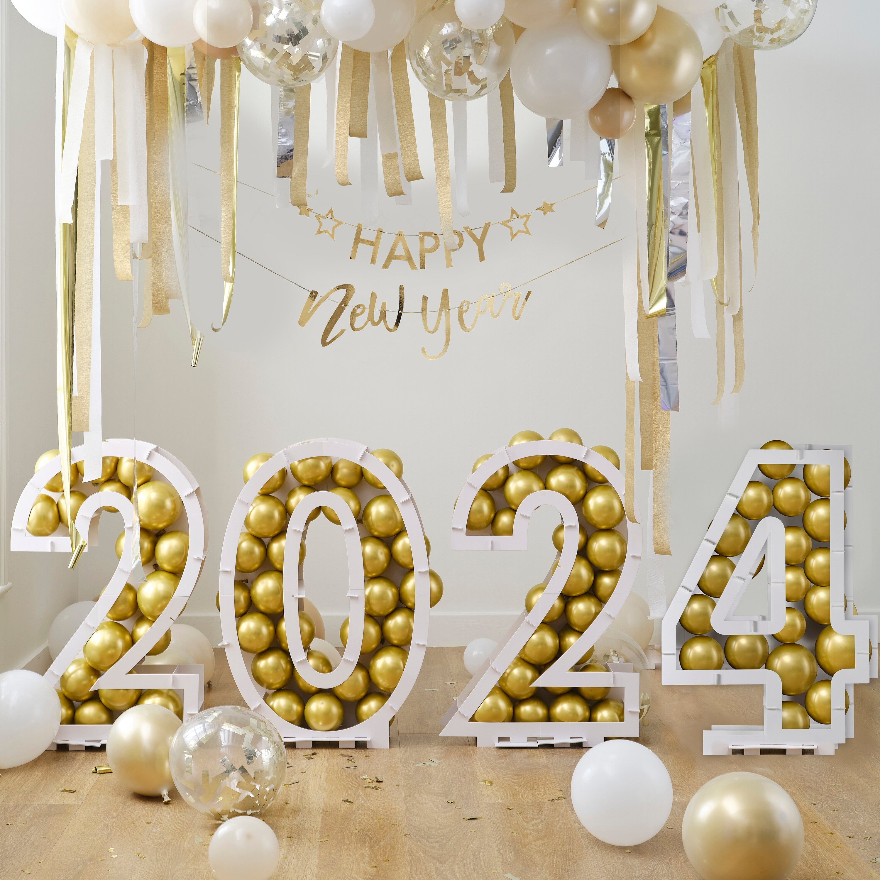 Gold 2024 New Year's Balloon Mosaic