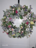Couronne de fleurs sauvages | Couronne de porte de fleurs sauvages artificielles de 50 cm