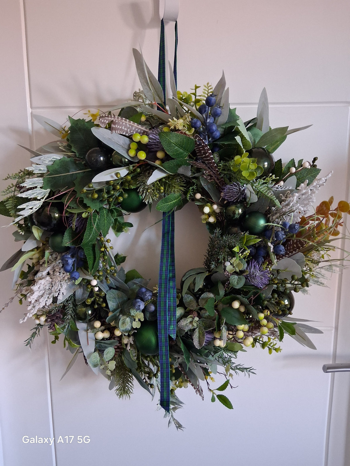 Yuletide Woodland – Green & Blue Christmas Wreath, 50cm