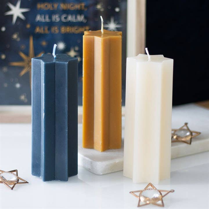 Gold Starry Night Star Shaped Pillar Candle