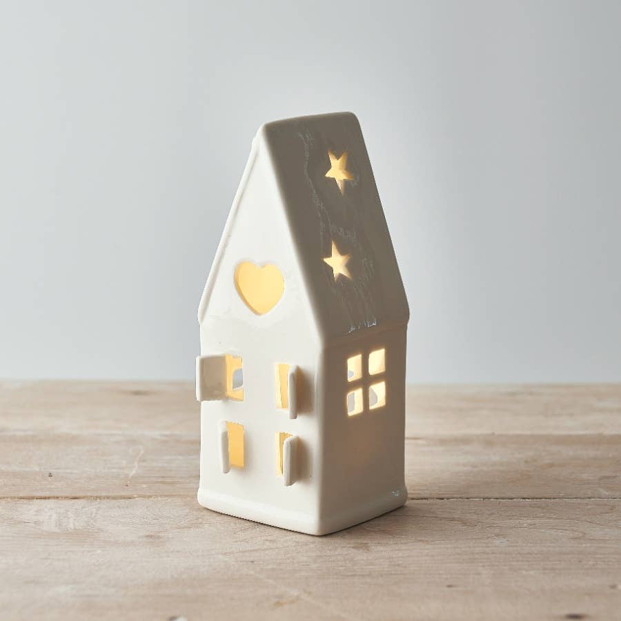 Zierlicher Teelichthalter "Weißes Haus", 16,5 cm