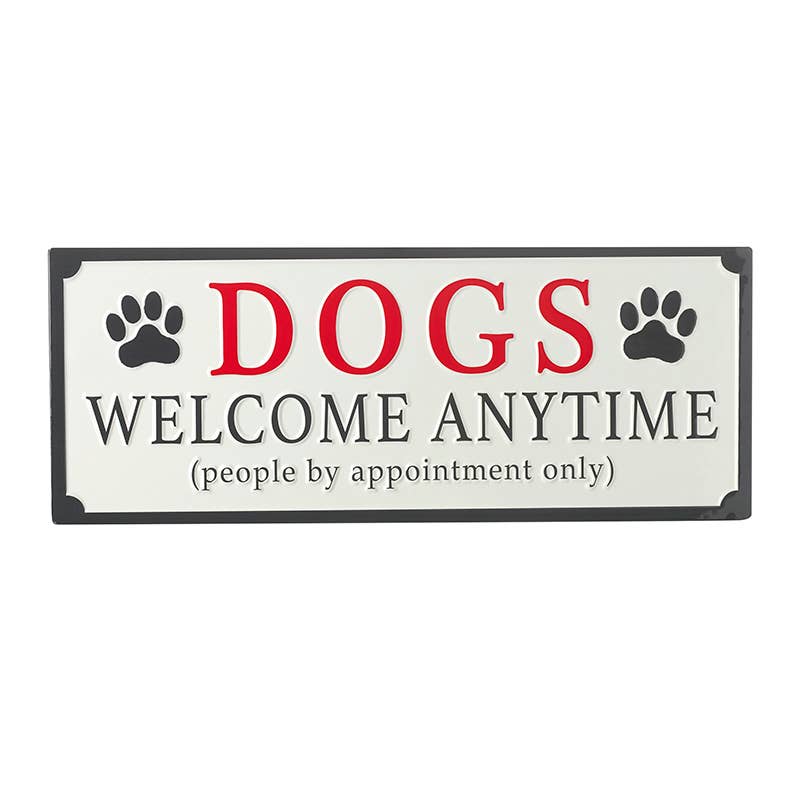 Metal Dogs Welcome Anytime Sign