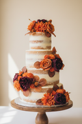 4 Tier Naked Cake - Autumn Flowers