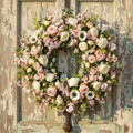 40cm Spring Wreath on Rustic Door