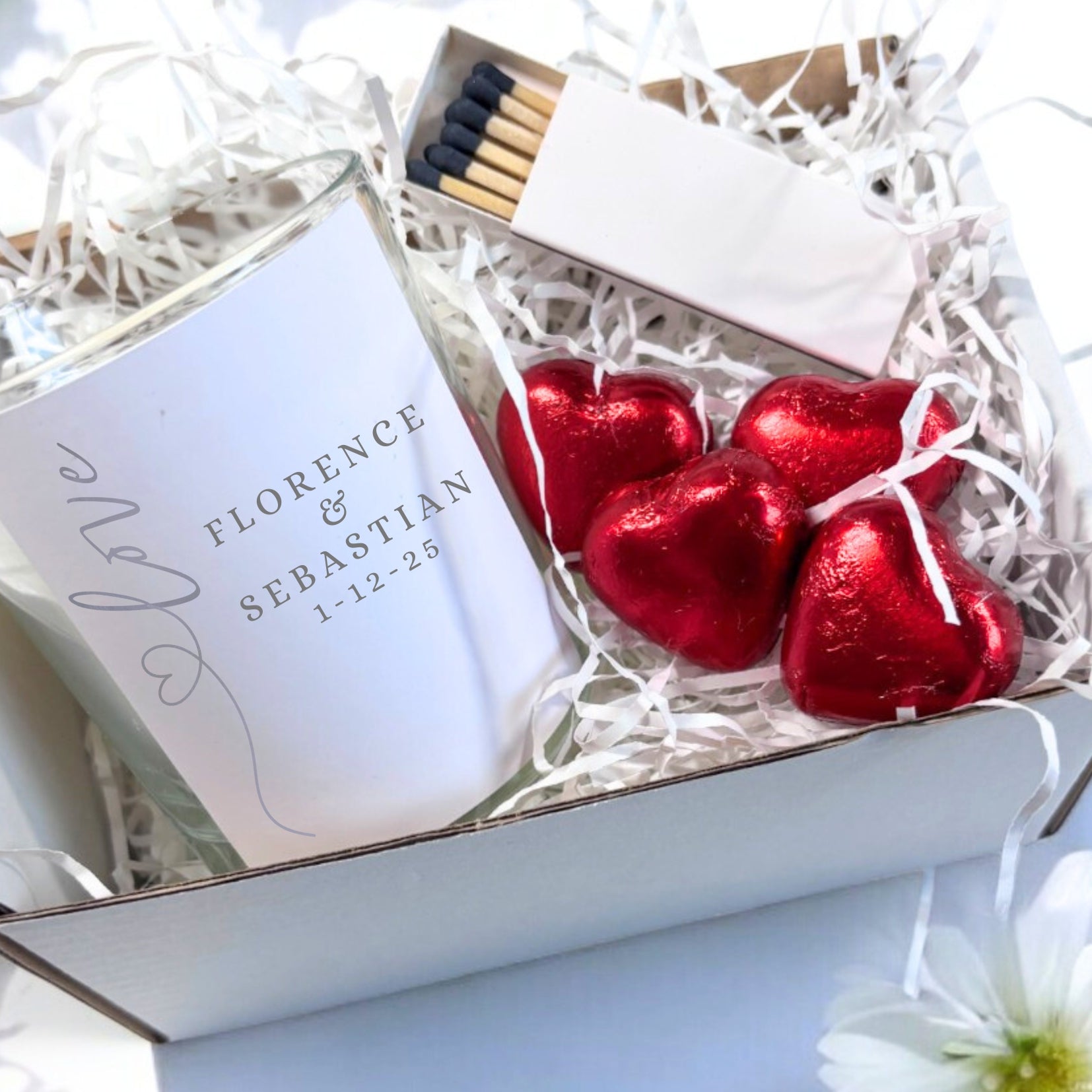 Personalised Love Heart Candle Gift Set | Couples, Partner