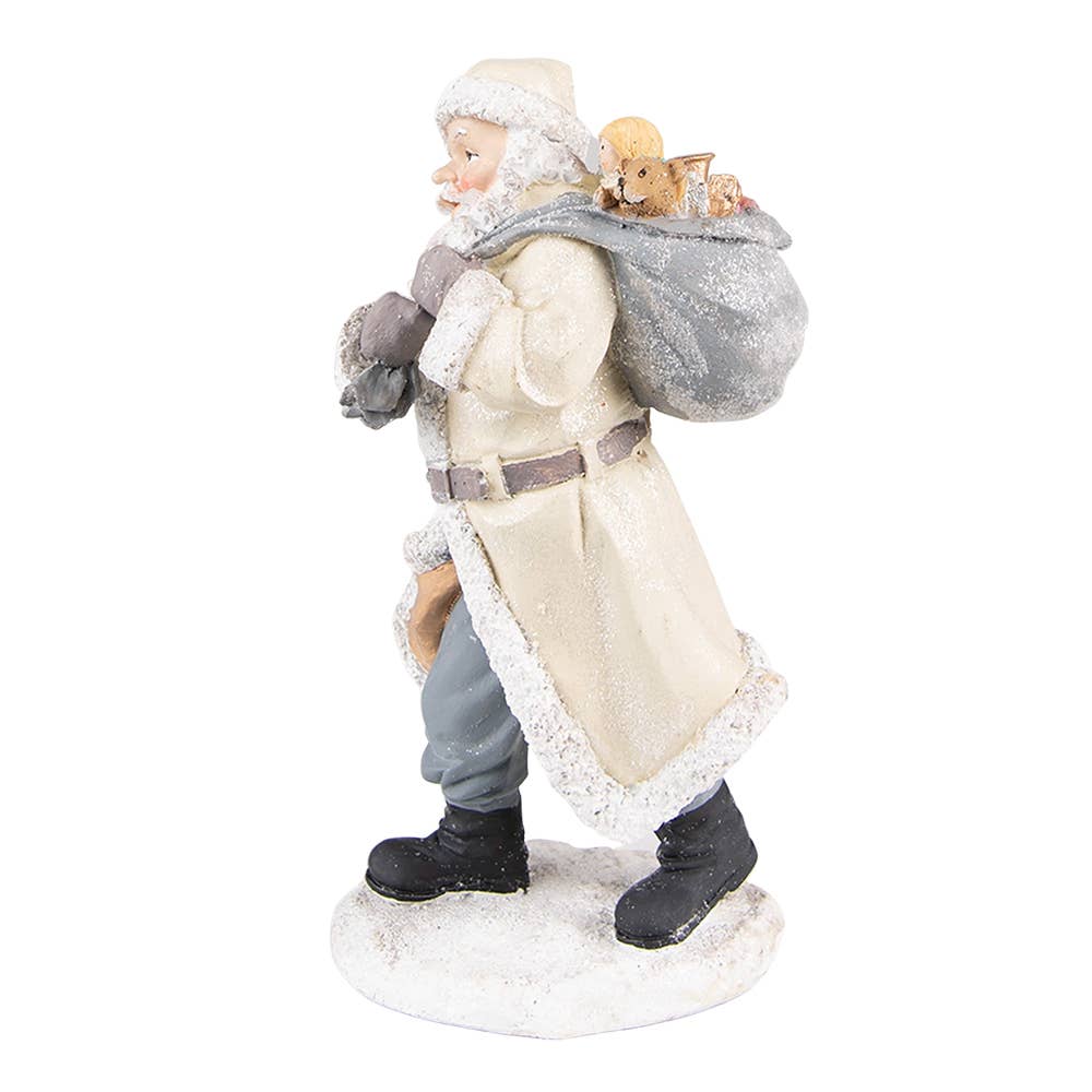 6PR3738 Figurine Santa Claus 21 cm Beige Grey Polyresin