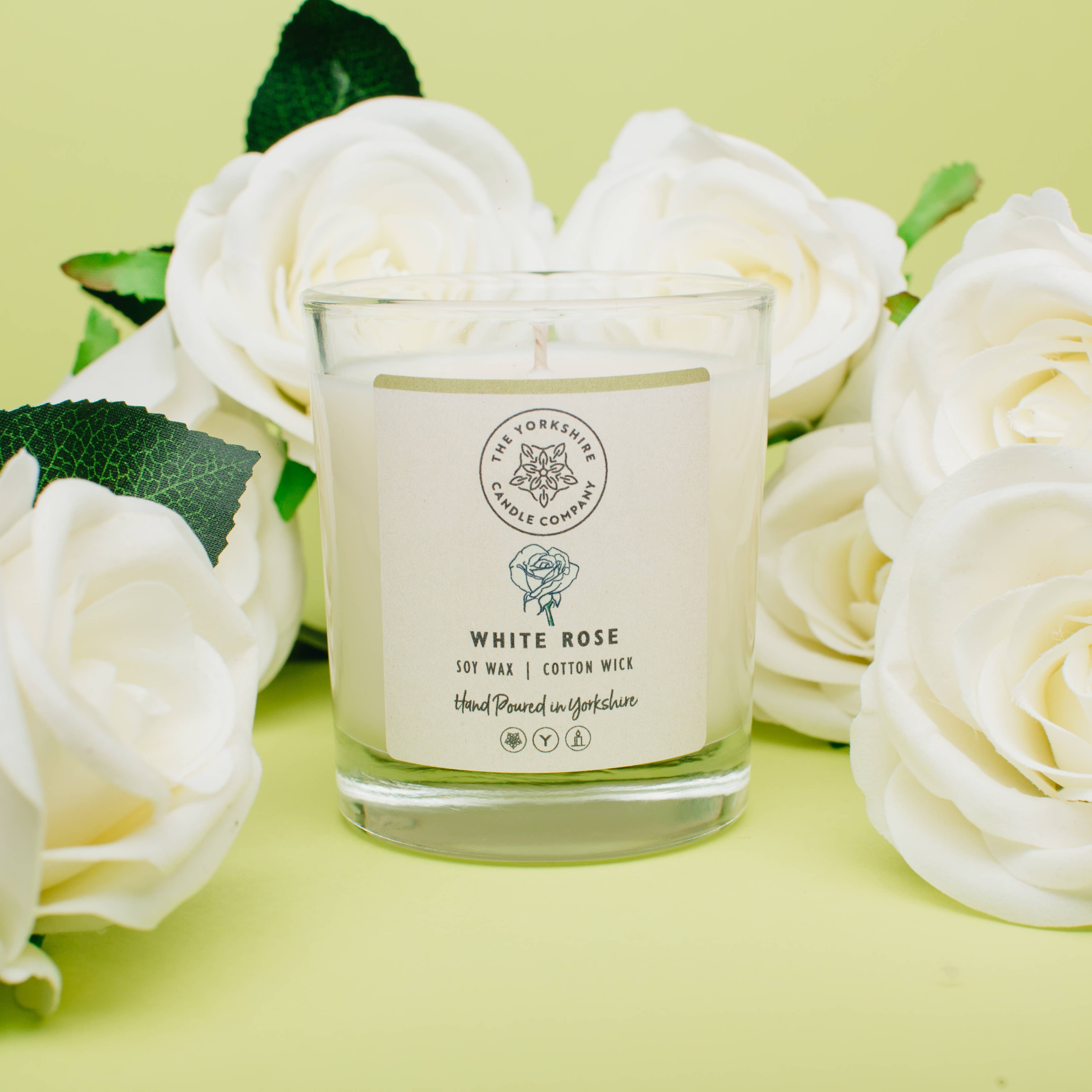 White Rose Glass Tumbler | Scented Candle | Soy Wax