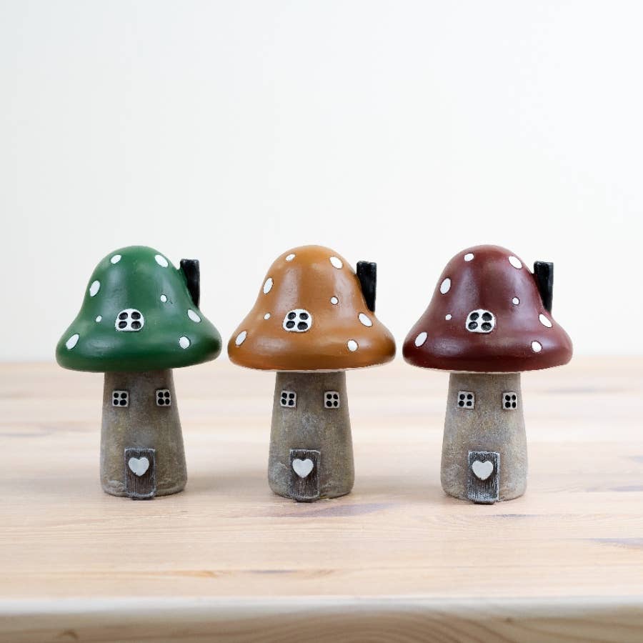 Brown Mushroom House Ornament, 10cm