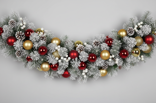 6ft Christmas Garland - Red & Gold Baubles