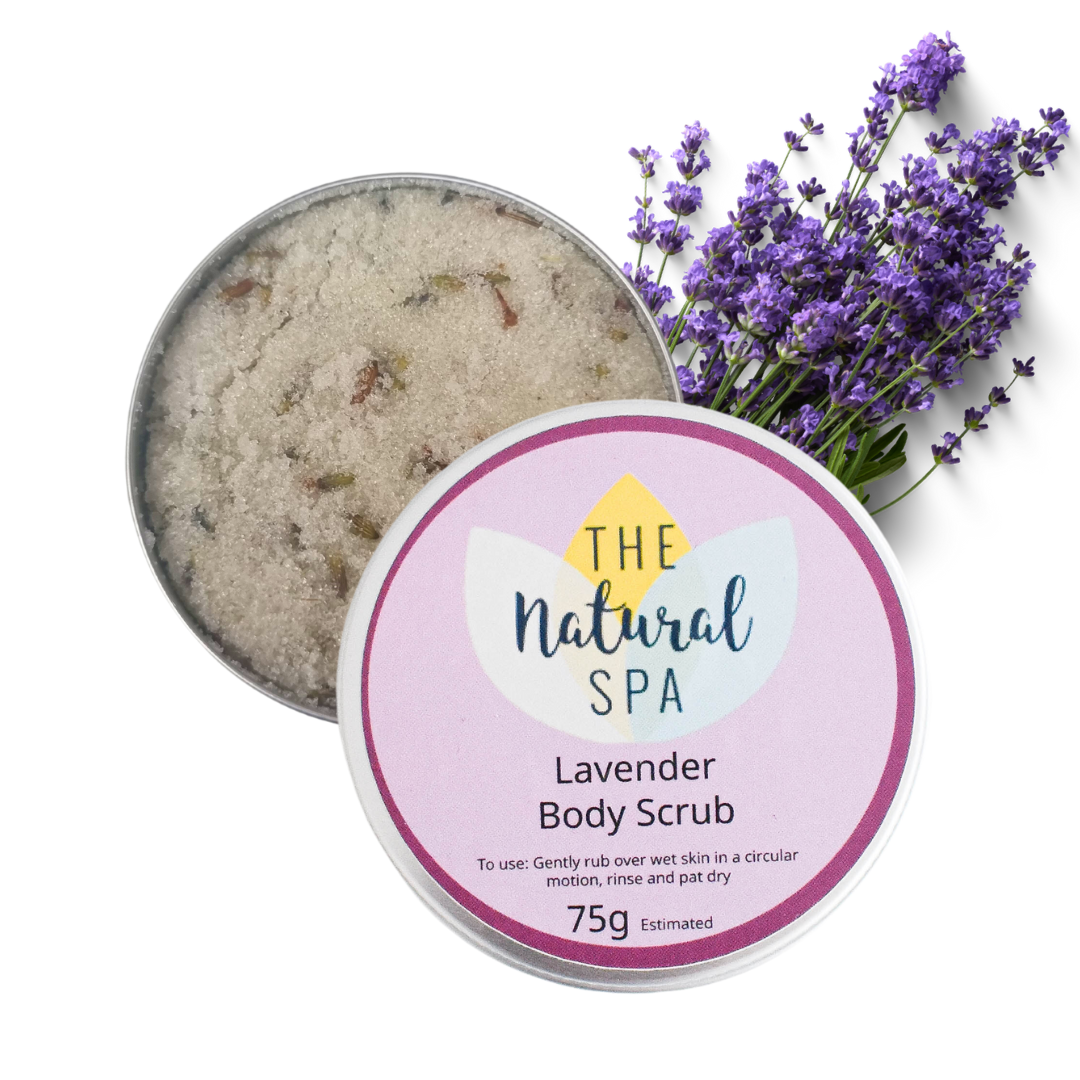 Lavendel-Körperpeeling | Natürliches Zuckerpeeling für entspannende, glatte Haut | Vegane, plastikfreie Hautpflege | 3 Größenoptionen