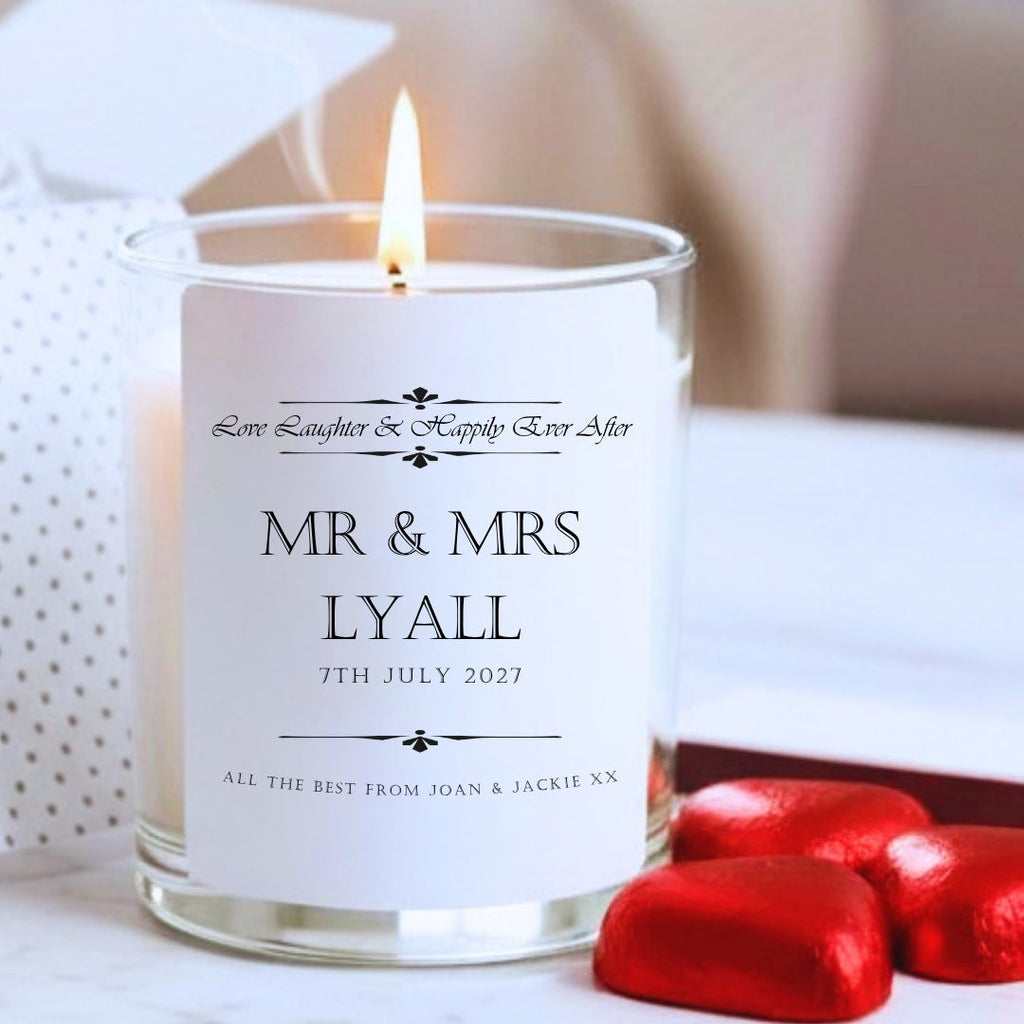 Personalised Love Laughter Wedding Candle Gift Set | Keepsake for Couples