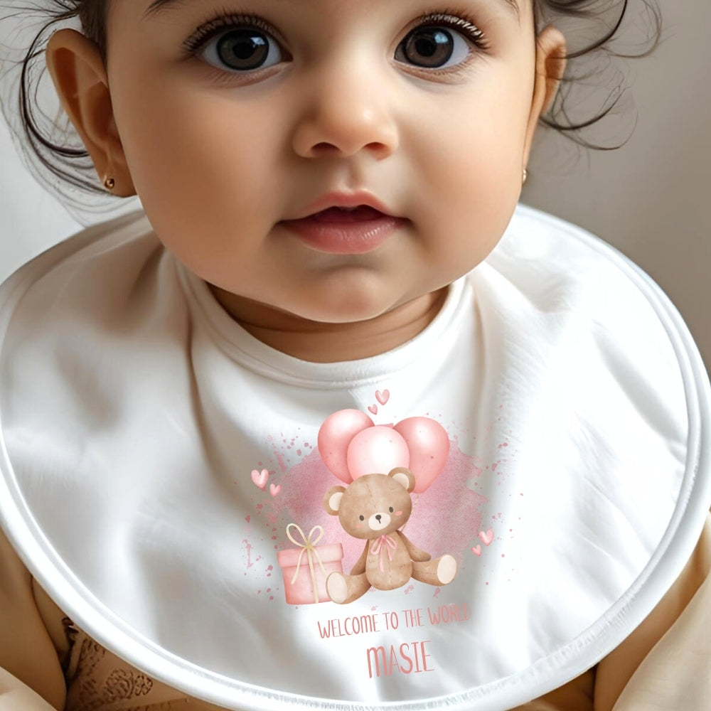 Personalisiertes Baby-Mädchen-Outfit: Lätzchen, Weste, Strampler