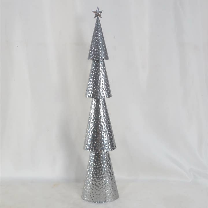Silver Tin Christmas Tree 50cm