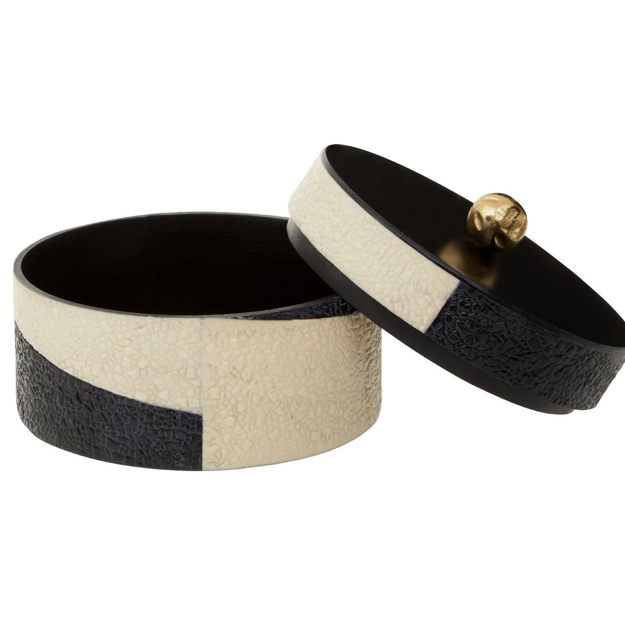 Ezra Large Black and White Trinket Box