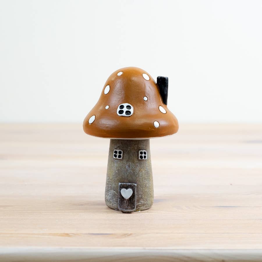 Brown Mushroom House Ornament, 10cm