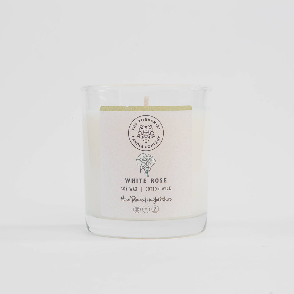 White Rose Glass Tumbler | Scented Candle | Soy Wax