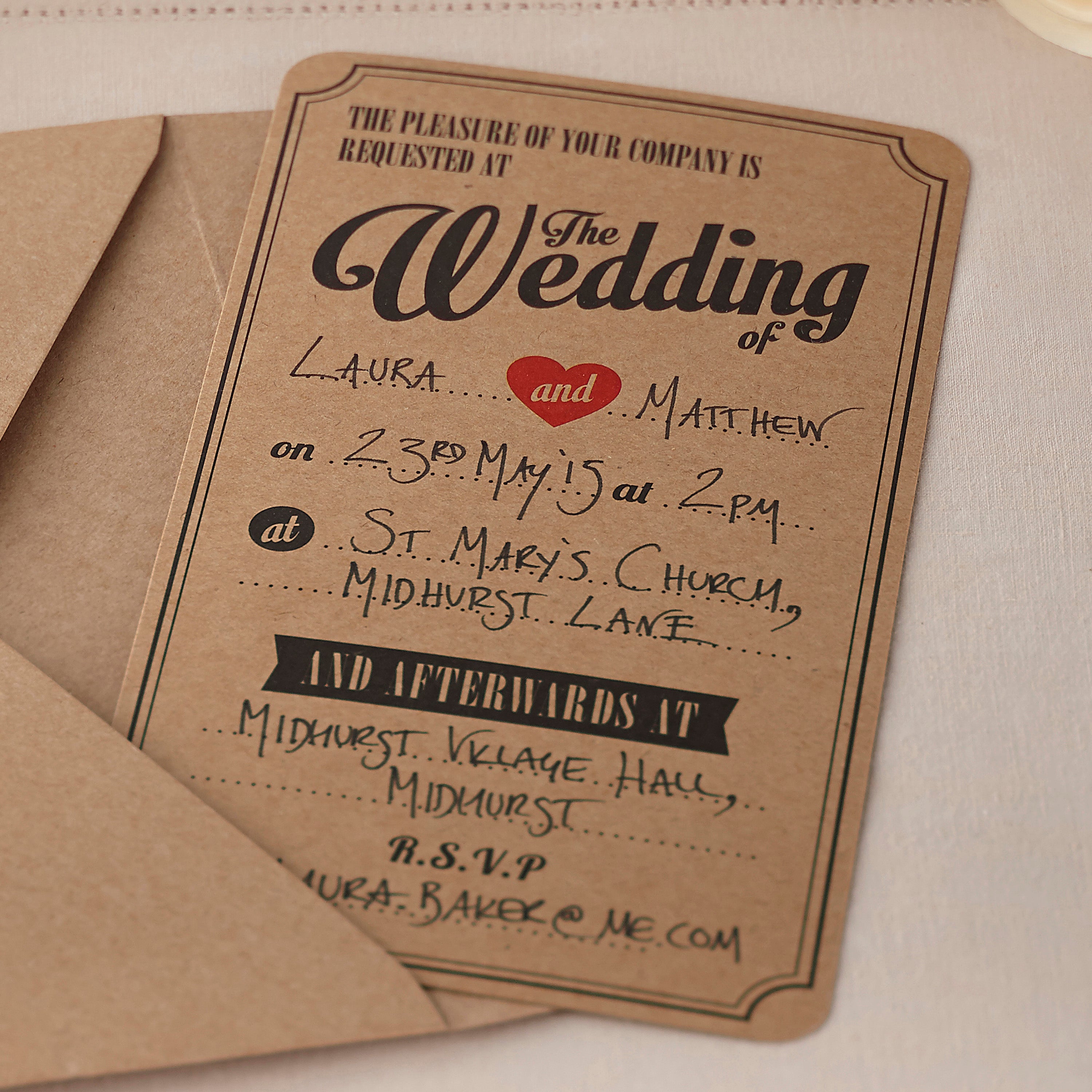 Wedding Invitations in Brown Kraft - Vintage Affair