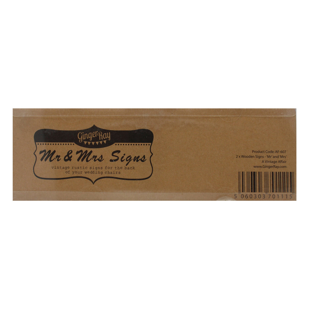 Mr & Mrs Freestanding Wooden Sign - Vintage Affair- 5 Inner Pack