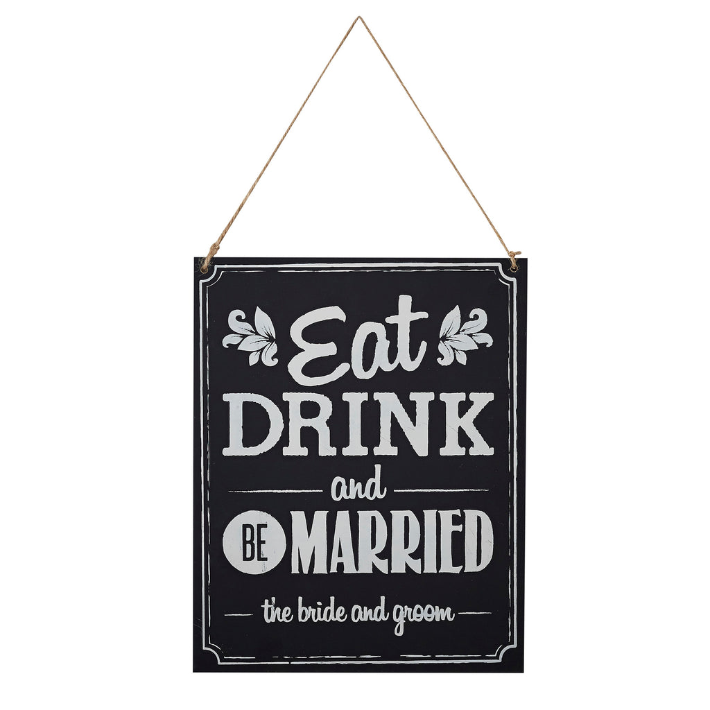 Chalkboard Wooden Sign - Eat Drink Be Married - Vintage Affair