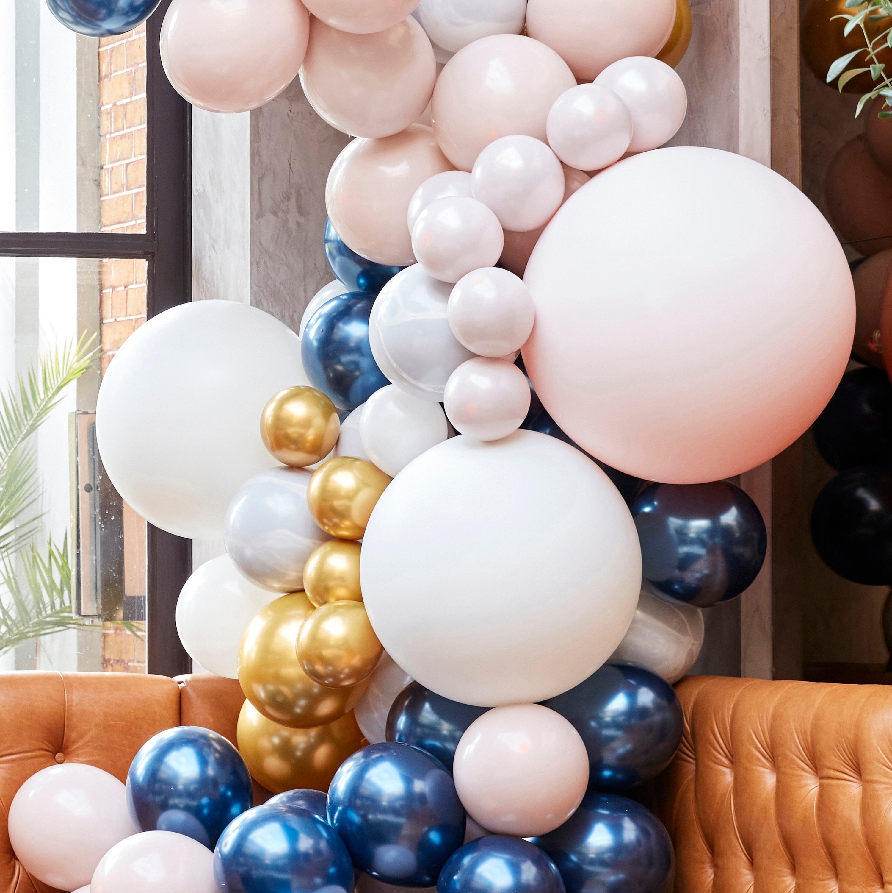 Luxe Marmor, Marineblau & Gold Chrom Ballonbogen-Set – 5 Innenpackung