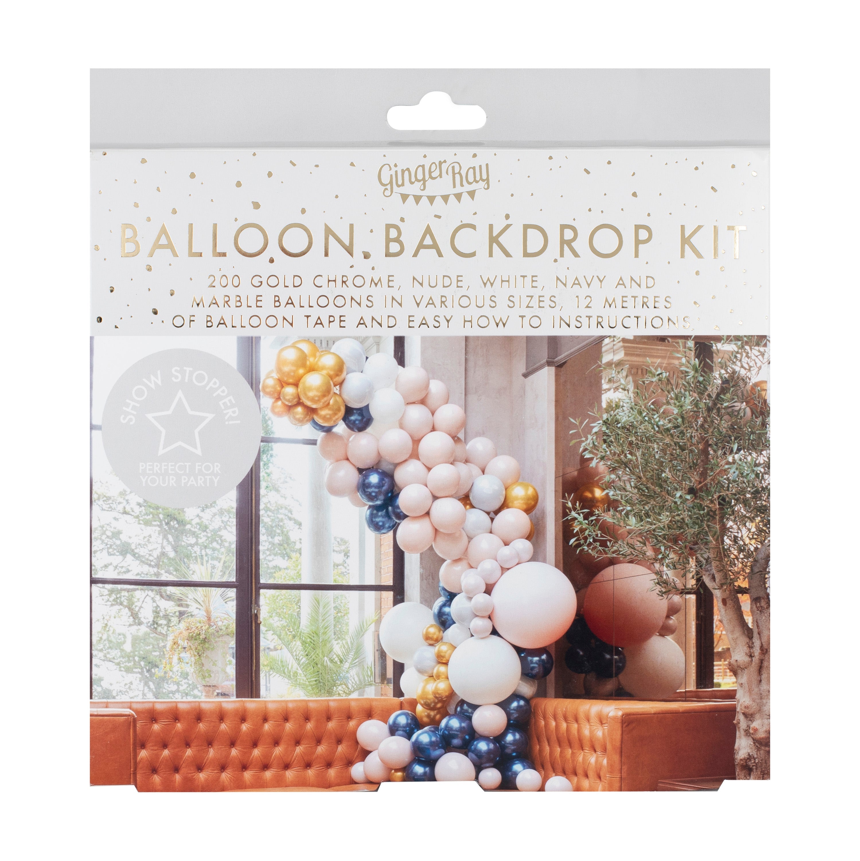 Luxe Marble, Navy & Gold Chrome Balloon Arch Kit