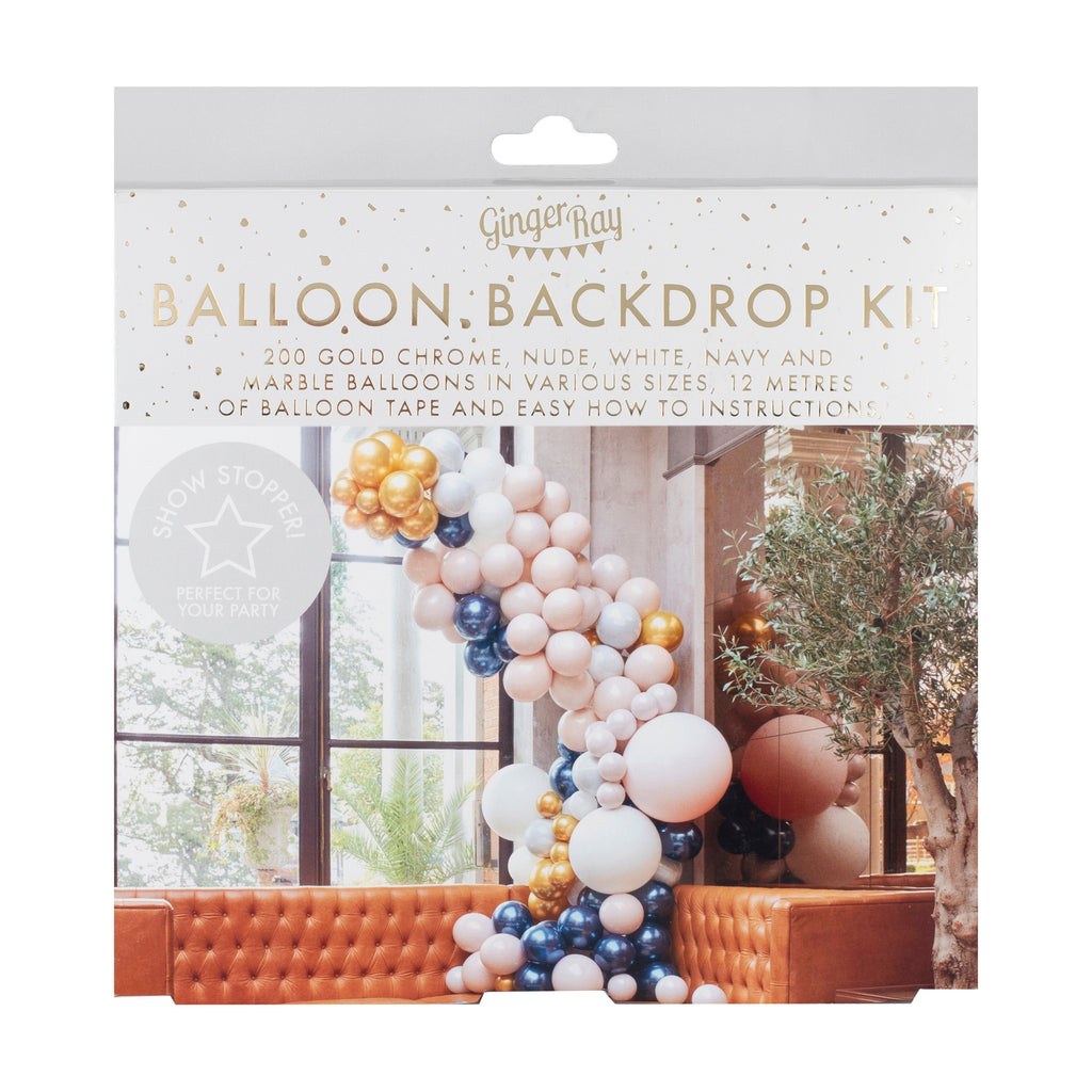 Luxe Marmor, Marineblau & Gold Chrom Ballonbogen-Set – 5 Innenpackung