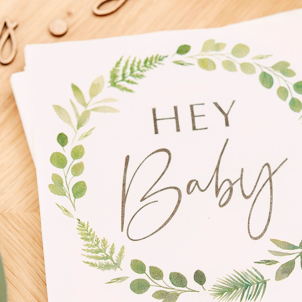 Hey Baby Shower Botanical Napkins