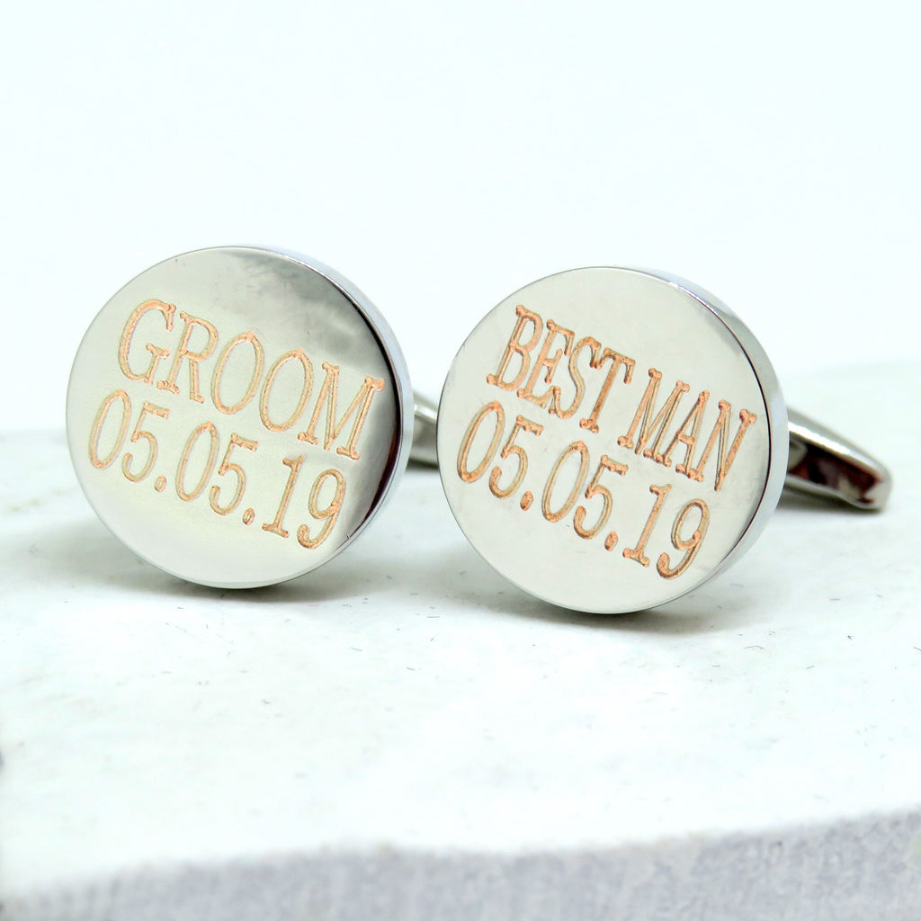 Personalised Batang Round Cufflinks - Wedding