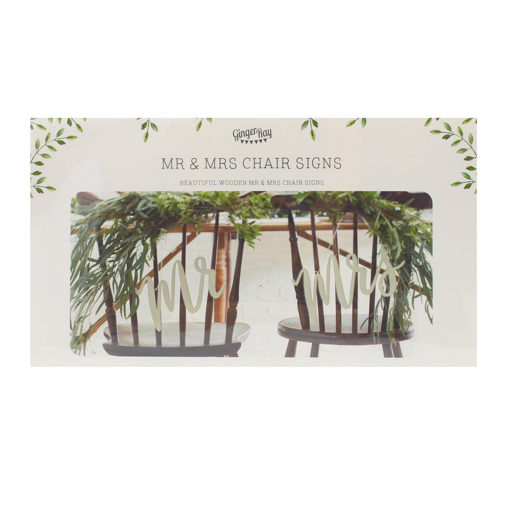 Wooden Mr and Mrs Wedding Chair Signs