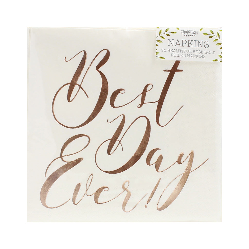 Rose Gold Best Day Ever Napkins - Beautiful Botanics