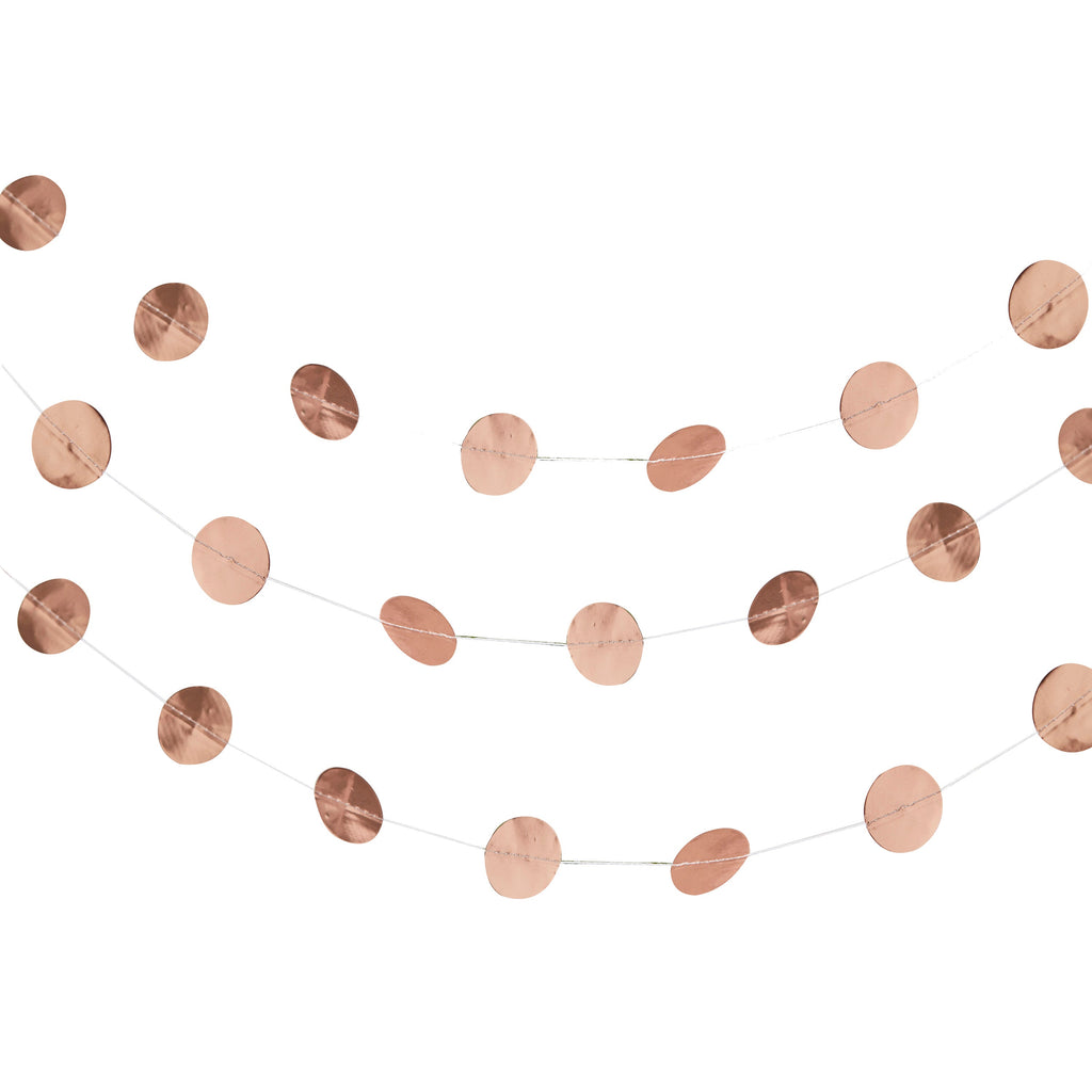 Circle Rose Gold Party Bunting- 10 Inner Pack