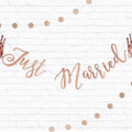Just Married Rose Gold Glitter Bunting