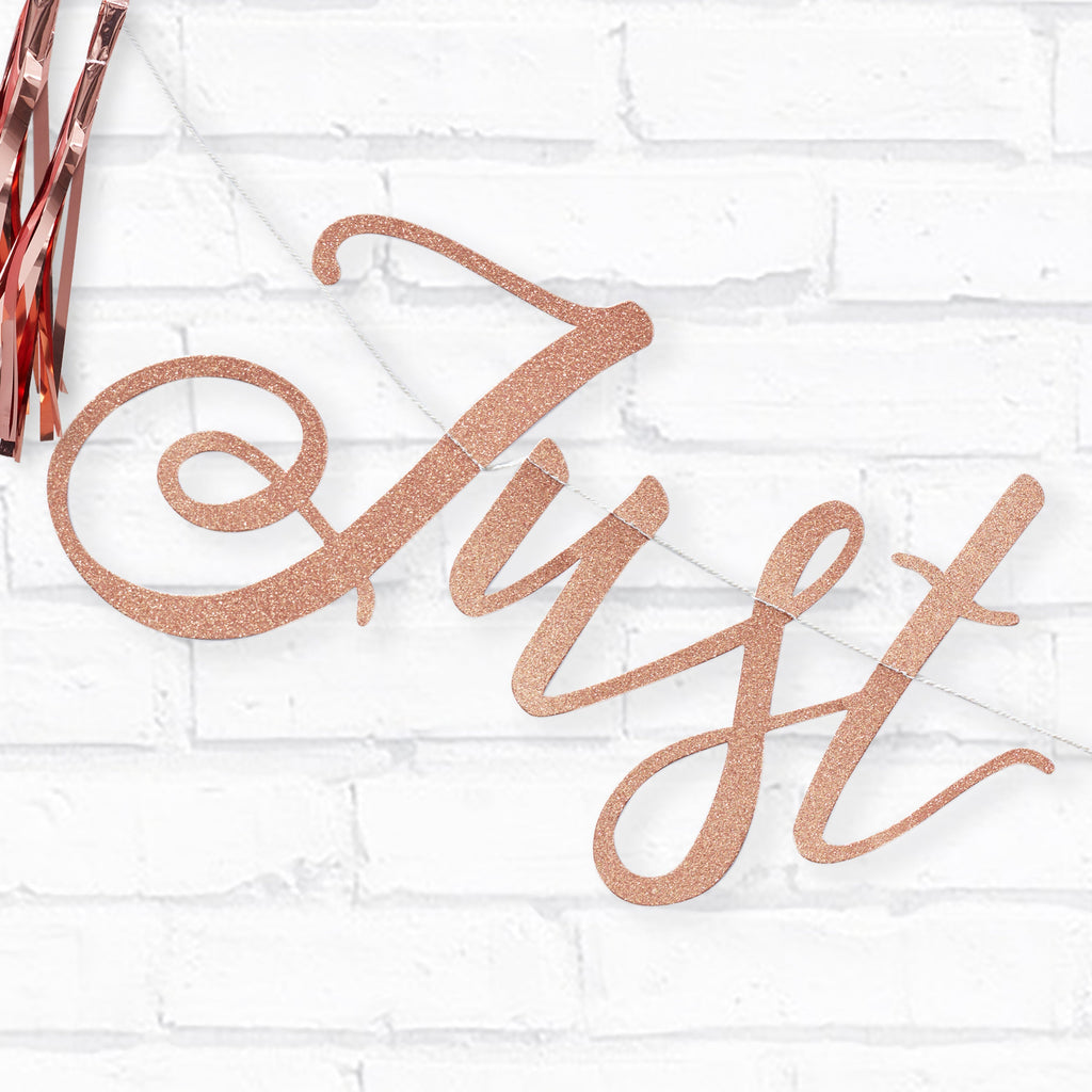 Just Married Rose Gold Glitter Bunting