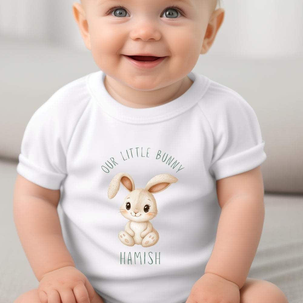Personalised Our Little Bunny Gift Hamper - Teddy & Baby Vest