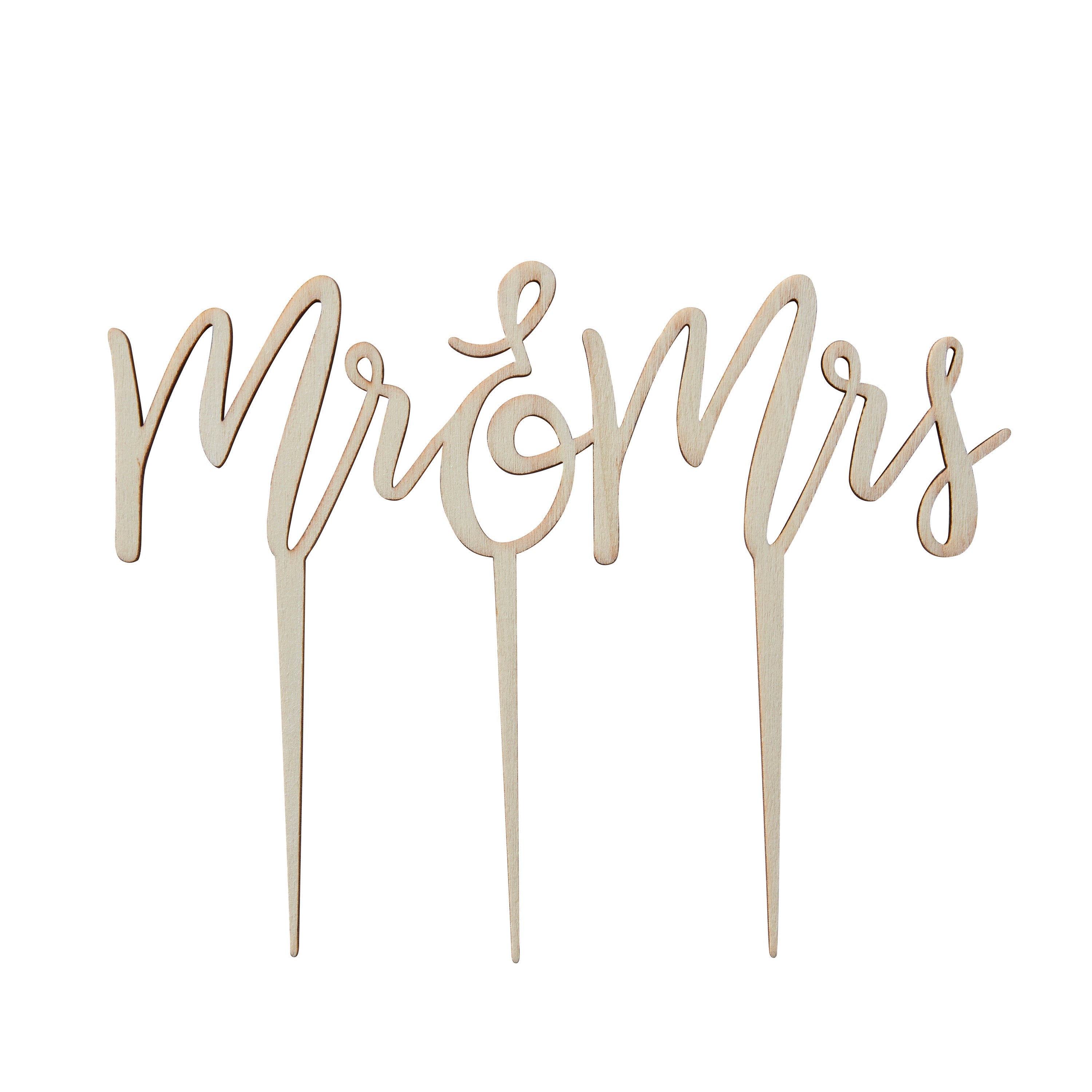 Wooden Mr and Mrs Wedding Cake Topper- 10 Inner Pack